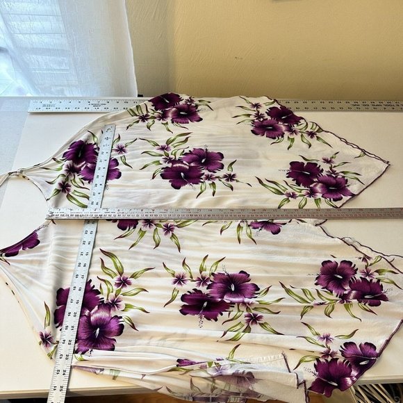 Preowned Womens Rayon Aloha Fashion Sleeveless Floral Midi Dress Large Purple - Picture 8 of 9